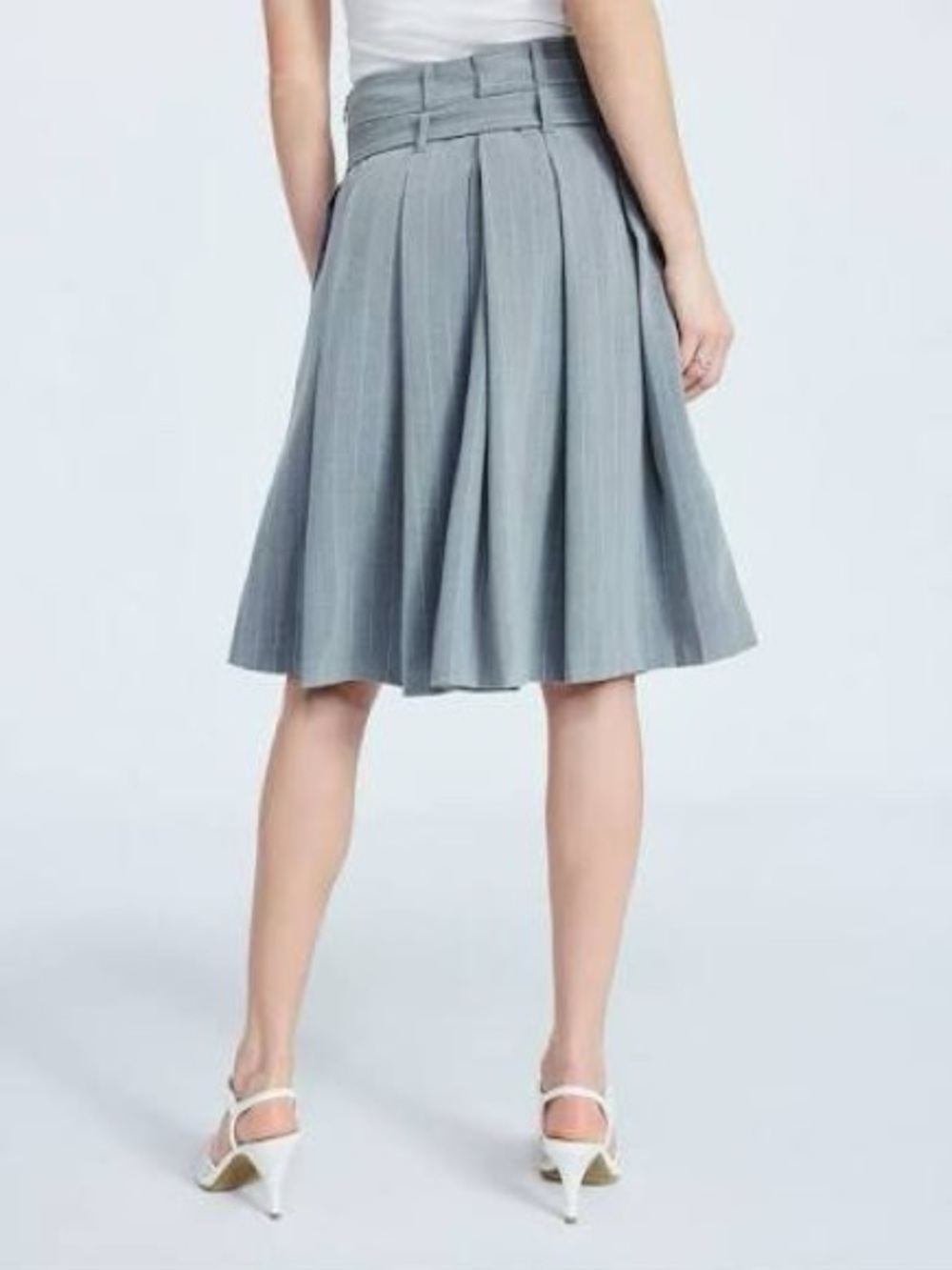 Scoop Women's Pleated Pinstripe Midi Skirt - Picture 2 of 7